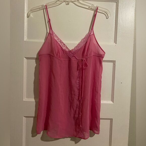 Victoria Secret Sheer Lacey Pink Camisole Top - Picture 1 of 12